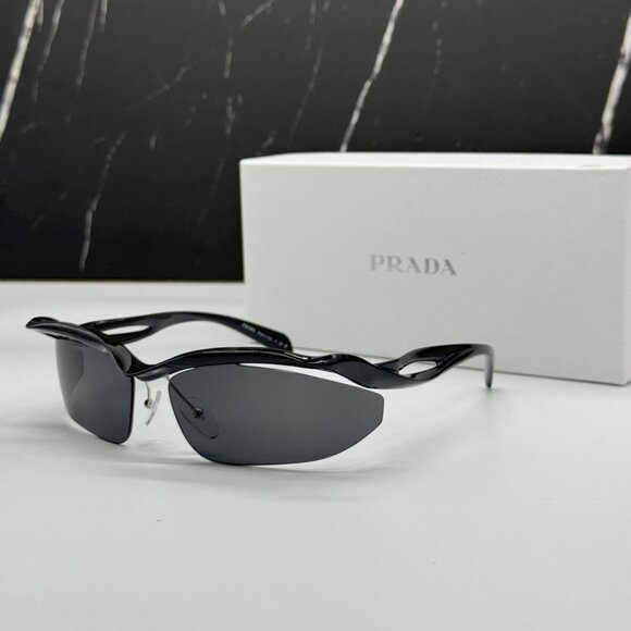 NEW PRA25S 1AB5S0 PRADA WOMEN SUNGLASSES SPR A25 1AB5S0 BLACK PRA 25S 1AB5S0 - Picture 2 of 10